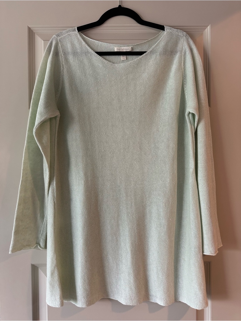 Eileen Fisher Organic Linen Long Sleeve Tunic Sweater in Light Mint